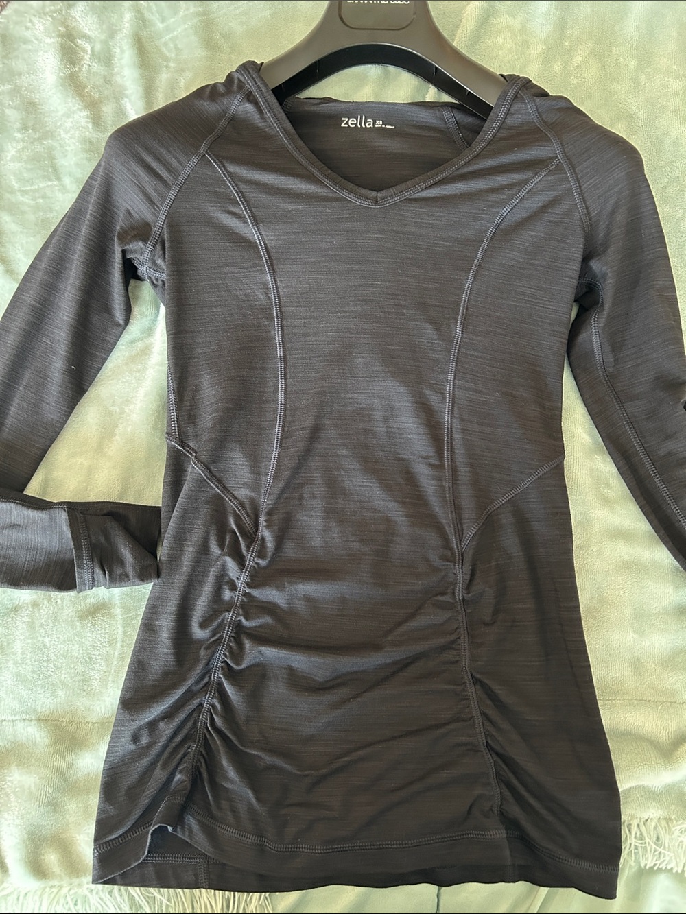 Zella Black Long Sleeve V-Neck Performance Top
